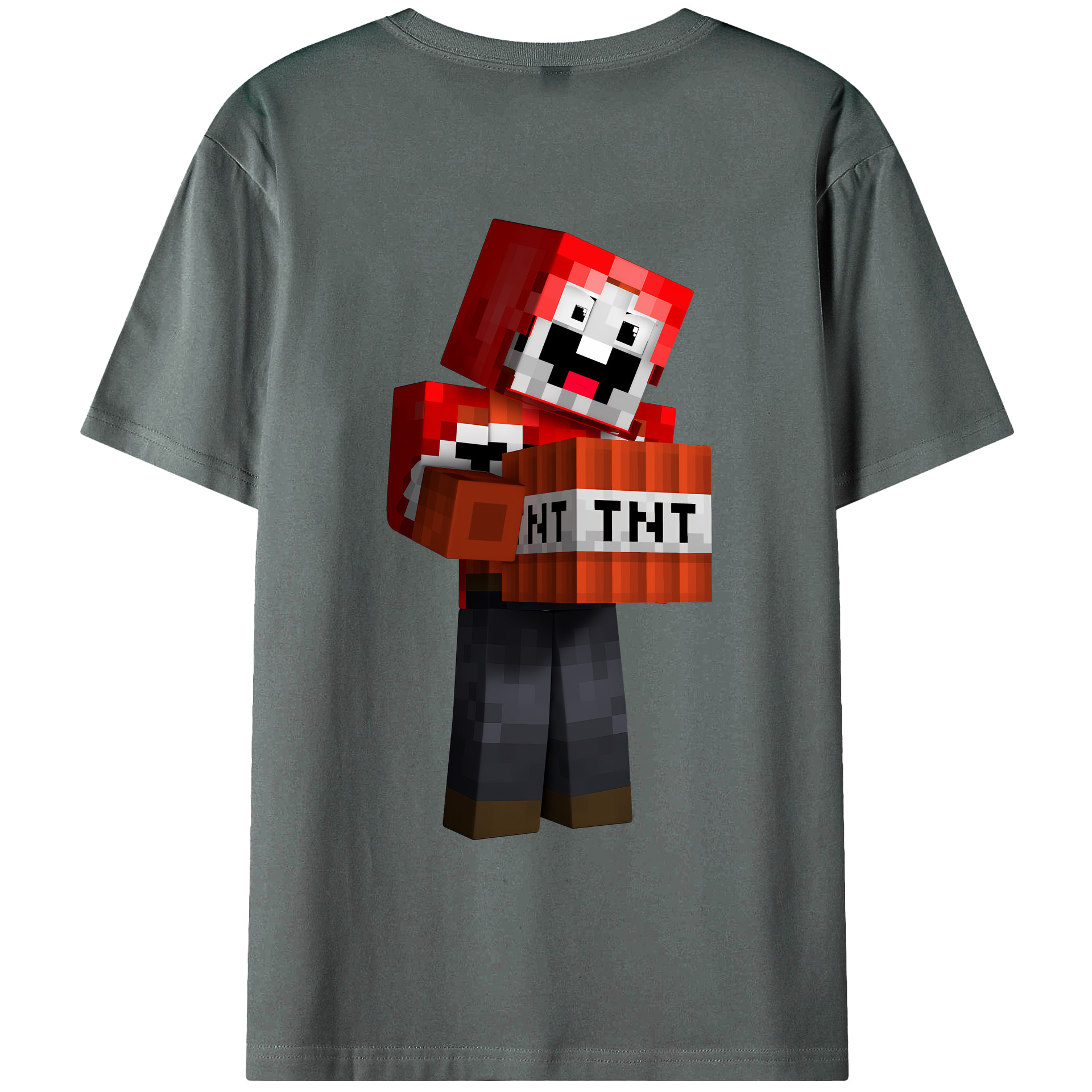 （画像用） マインクラフト ブロックの世界 Minecraft MC Block world 綿100％ メンズ半袖Tシャツ（バックプリント） 通気性